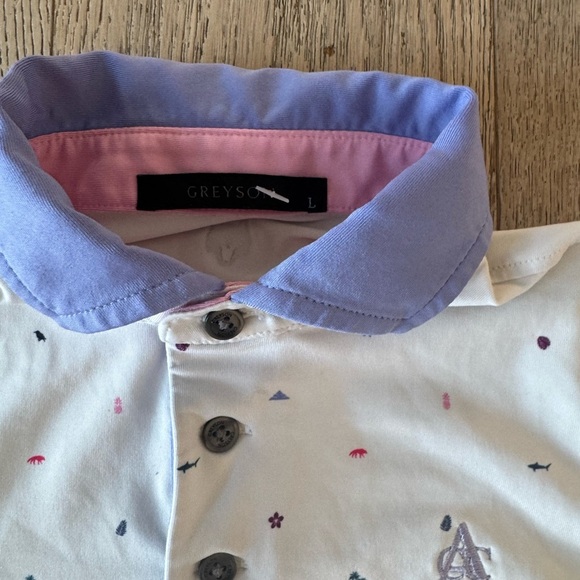 Greyson Boys Polo Shirt Large White Purple - Picture 3 of 3
